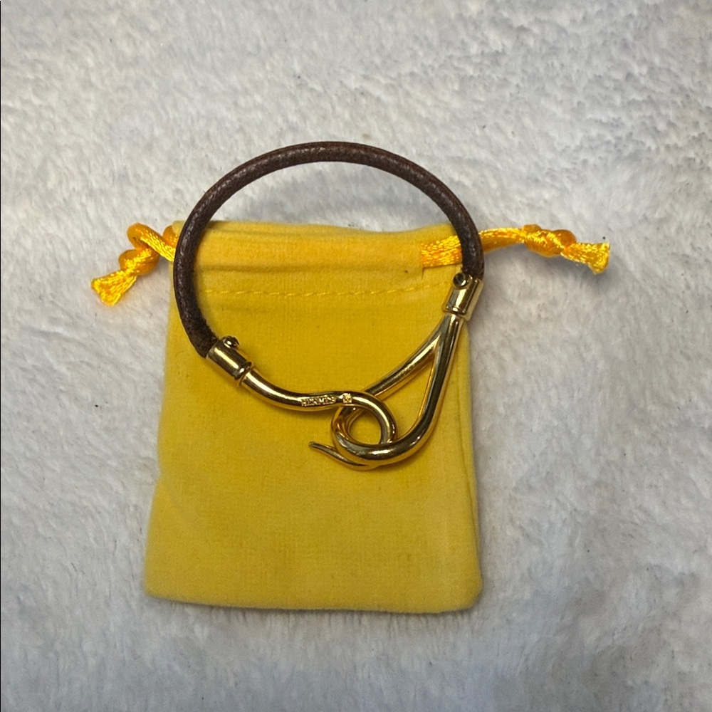 Hermes Brown Leather Bracelet Jumbo Hook